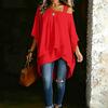 Women Casual One Shoulder Strap Top Loose Fit Layered Hem Blouse Lightweight Fabric Summer Wear