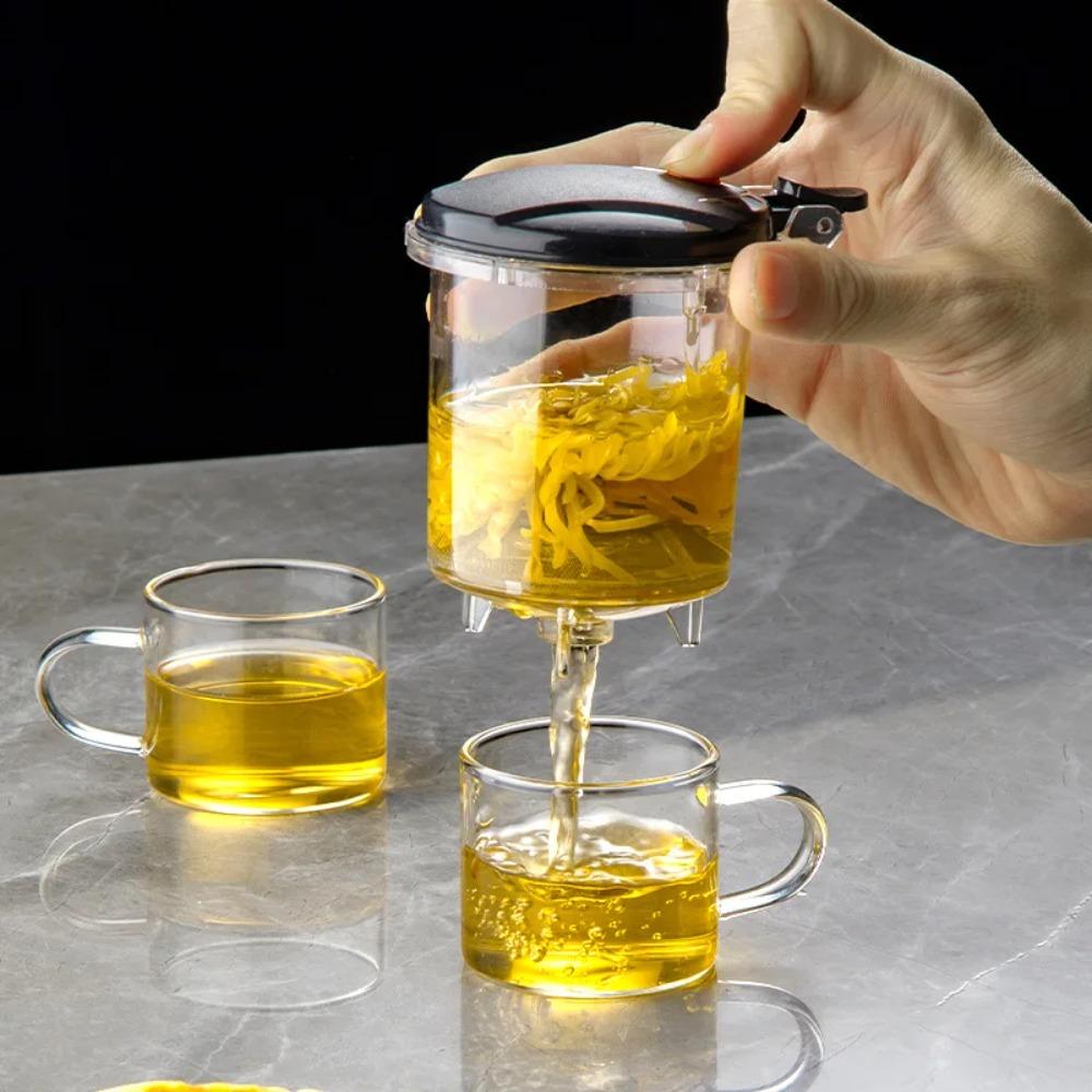 Transparent Heat Resistant Glass Teapot Convenient One-button Filtering Teapot Home