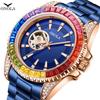 Top Brand New Rainbow Diamond Automatic Mechanical Watch Men's Solid Core Fine Steel Belt Waterproof Luminous Men's Wrist Watch