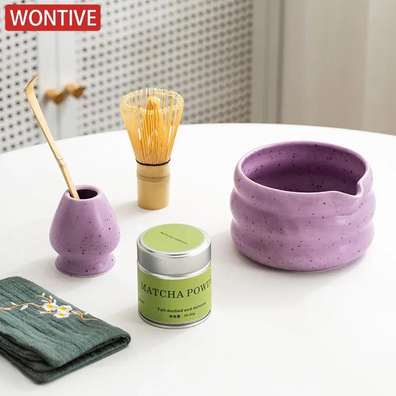 1/2/4/6pcs Matcha purple Tea Whisk Teaware Japanese Ceremony Bamboo Chasen Tea Tool Tea Brush Exquisite Matcha Kit for Teaset