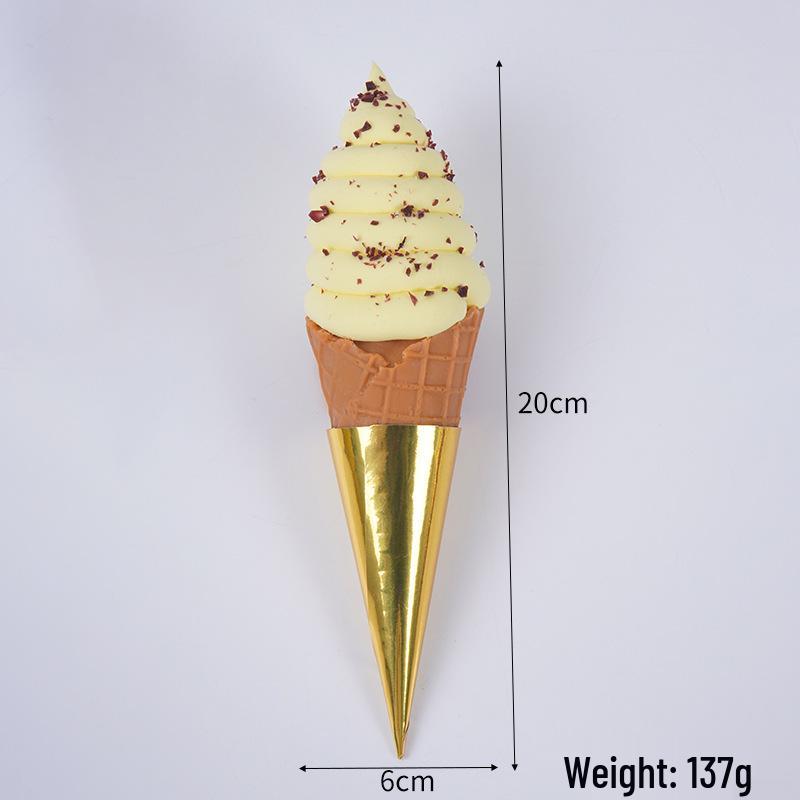 Modelo de Sorvete com Gotas de Chocolate em PVC 20CM - Grande Casquinha Falsa para Exibição, Decoração e Fotografia