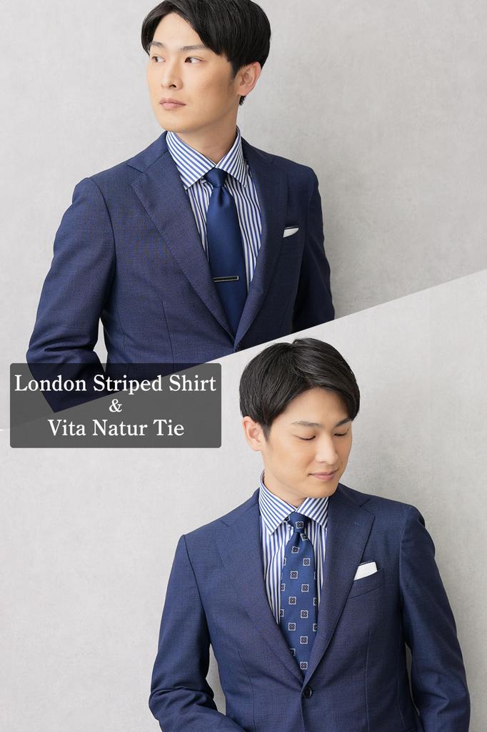 Vita Natur Luxury Brand Silk In A Premium Tie for Job Entrance Ceremonial and Day Stripe Men's Necktie, 100% [Made Japan]. Business, Hunting,