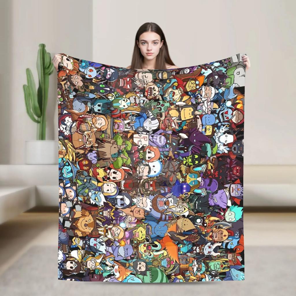 Dota Hero Collection Knitted Blanket Velvet Soft Warm Throw for Bedding Sofa Cartoon Game Theme Quilt Breathable and Cozy