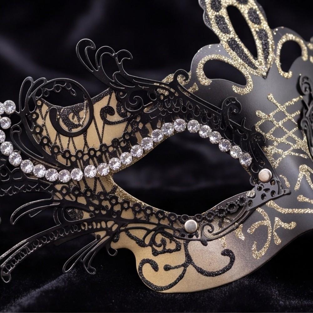 2 Stück Spitzenbemalte Maske Farbverlauf Glitzer Augenmaske Gotisches Elegantes Halbgesichtsmasken-Set Maskenballparty