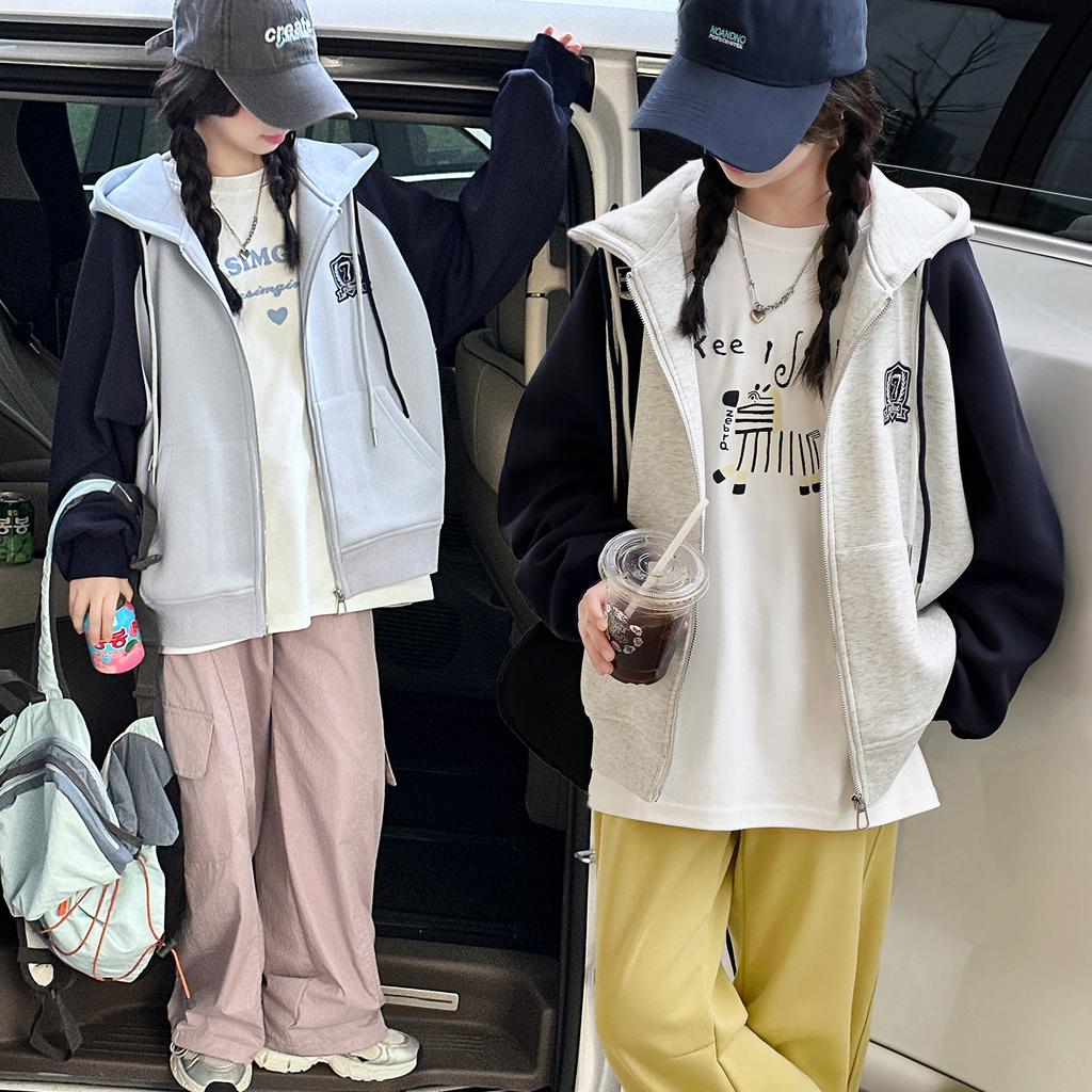 Girl's Super Beautiful Hooded Sweatshirt Cardigan Spring Outfit 2026 New Item, Chinese Children's Casual Jacket, Children's Korean Style Outfit