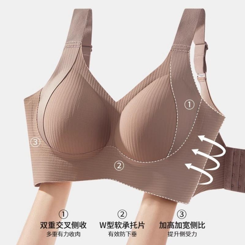 Women Ribbed Wireless Bra V Neck Wide Comfortable Straps Seamless Lingerie