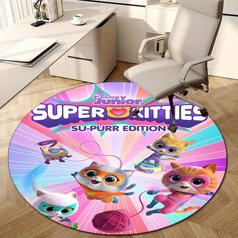 1pc Super Kitties Adventures1 Design Printed Area Round Carpet for Bedroom Living Room Home Decor Rugs Mat Non Slip Mat Rug for Bedside