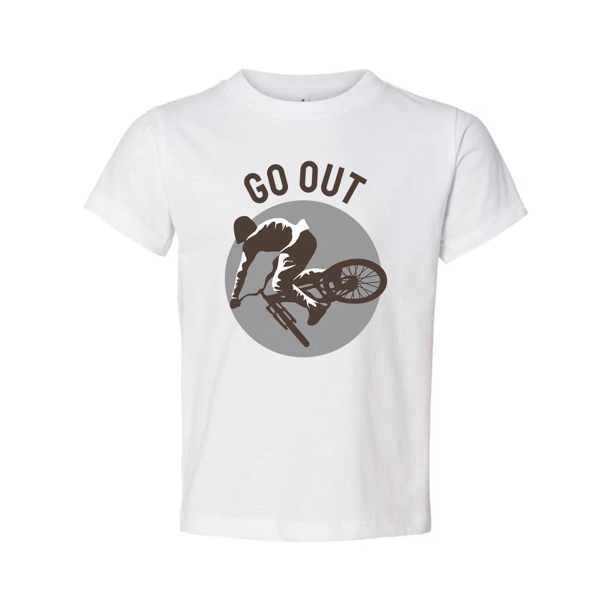 

Go Out Mountain Biking Graphic Unisex T Shirt With Circular MTB Illustration For 4XL