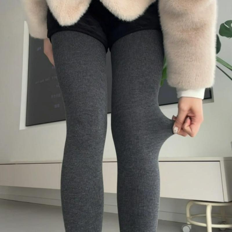 Winter Women'S Grey Tights Wool Cashmere Warm Thicken Stockings Pantyhose Lingerie Thermal High Waisted Elastic Hosiery Leggings