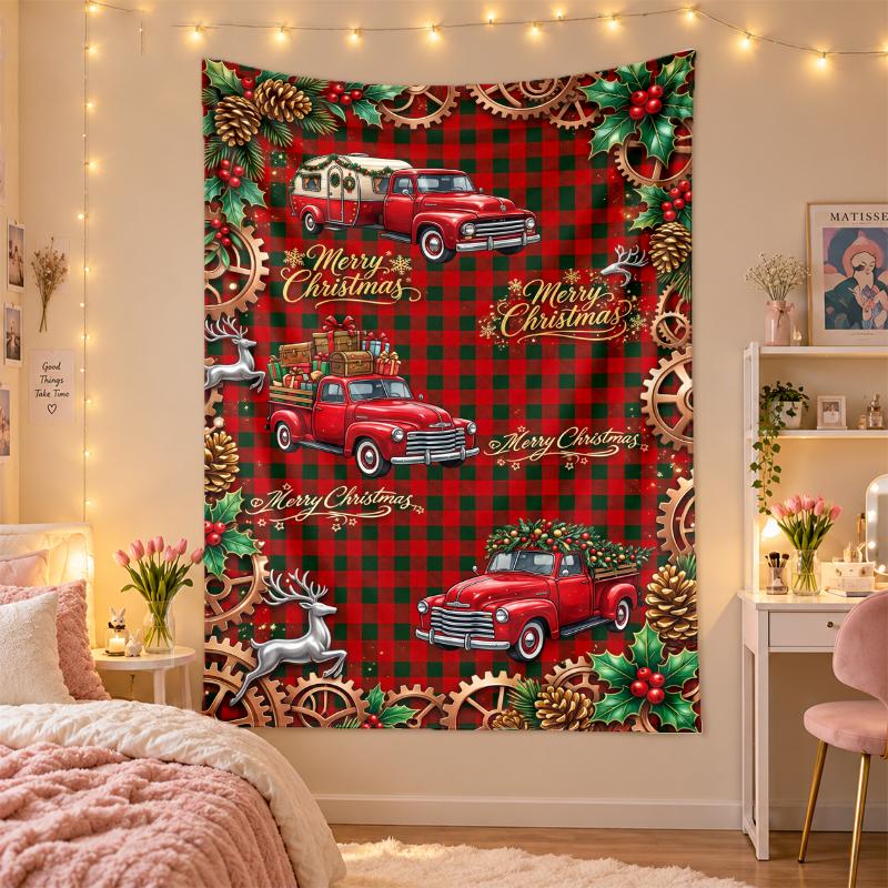 Christmas Printed Tapestry Wall Hanging For Bedroom Living Room Wall Decor Holiday Gift
