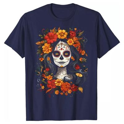 De Los Muertos La Catrina Day of the Dead Sugar Skull Women T-Shirt