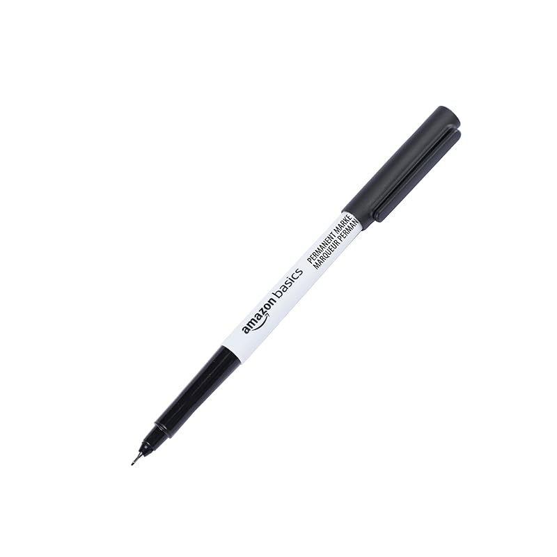 Amazon Basics Extra Fine Tip Oil-Based Markers, Black, 24-Pack