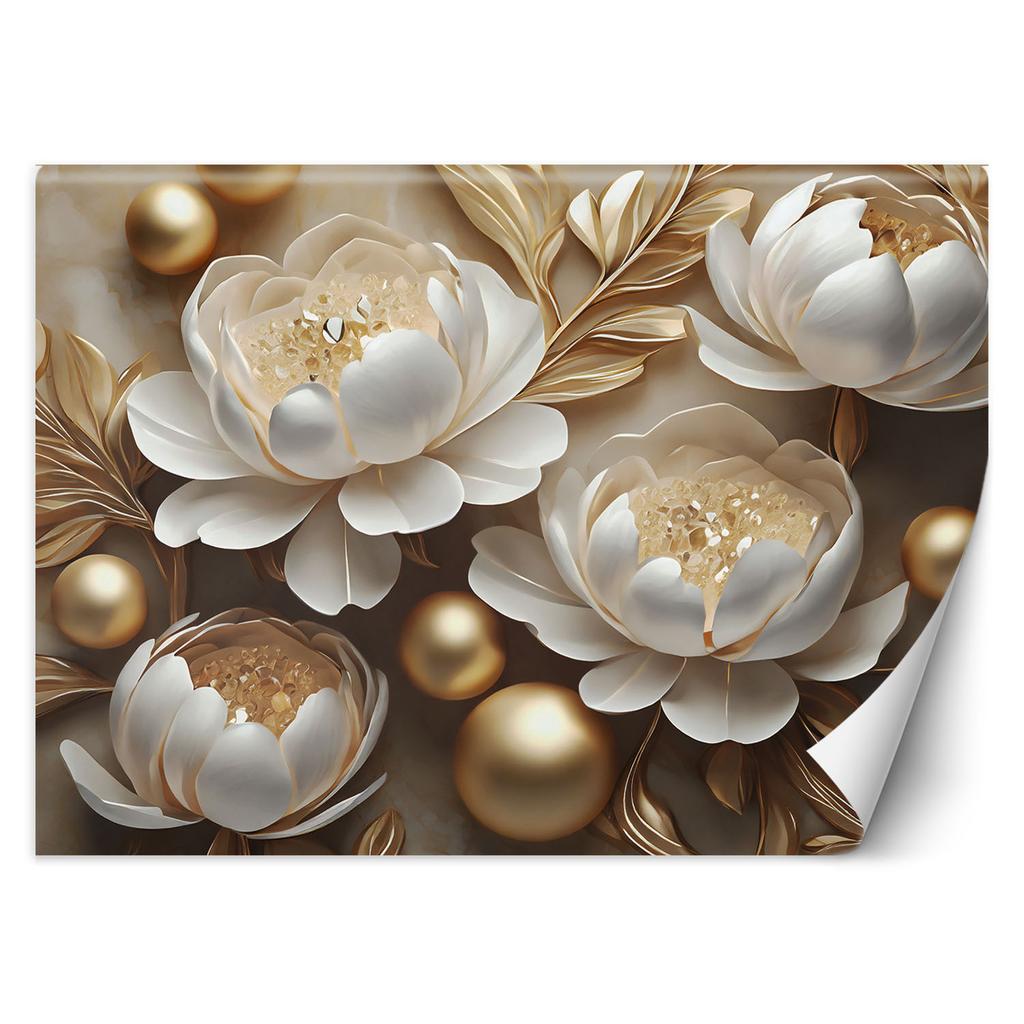 Wallpaper Gold glamour flowers 3D