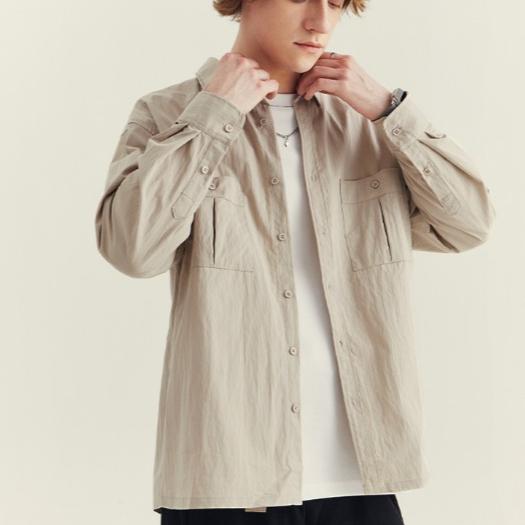 Spring and Autumn New Men's Solid Color Business Commuter Simple Long Sleeve Shirt