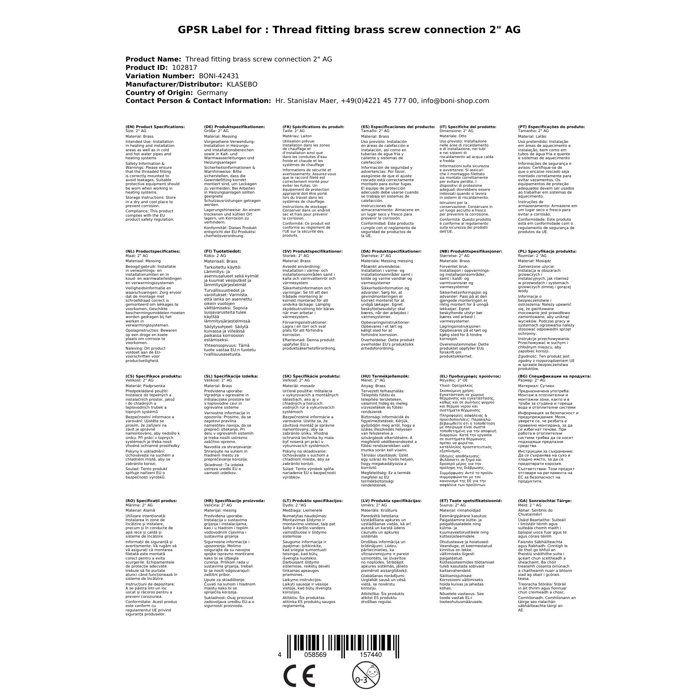 Raccord Laiton Fileté 2 Pouces - Pour Plomberie, Chauffage &amp; Installation