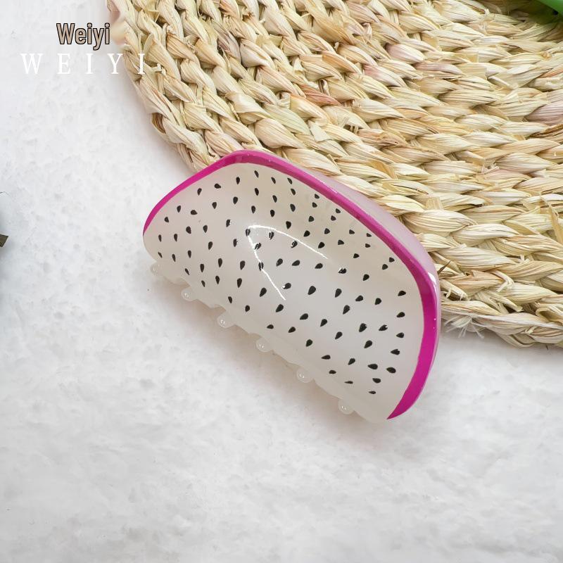 Korean-Style Cute Fruit Hairpin: Large Versatile Shark Clip for Creative Updo Headwear for Girls