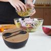 Saladier de 3340 ml avec couvercle, fourchette, cuillère, set de service à salade écologique en grande fibre de bambou pour la cuisine maison, bol mélangeur léger pour salade, fruits, pâtes