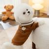 New Autumn and Winter Bear Print POLO Collar Dog Sweater Medium and Small Dog Cat Two Feet Thin Velvet Pet Clothes