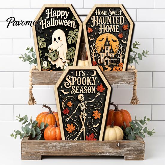 Verweerd Houten Wanddecoratie Vintage Halloween Houten Decoratie, Kistvormige Tafelblad Ornamenten, Vrijstaande & Seizoensgebonden Feestdecoraties Hangend Ornament