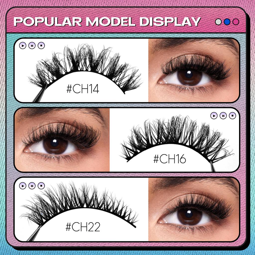 Cat Eye Lashes Faux Mink Eyelashes Natural Long Winged End Eye Elongated Eyelashes Faux Cils Eyelashes Extension