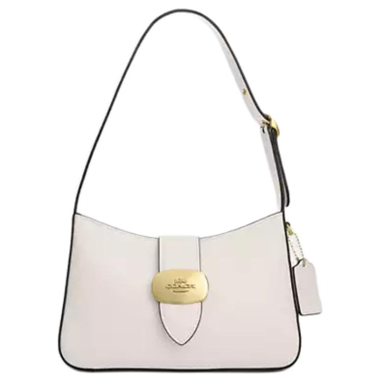 Coach Eliza 25 Logo Classic Leather Shoulder Bag Medium Women shoulder bag White CAA93-IMCHK Basic Set (Bag+Dust Bag)