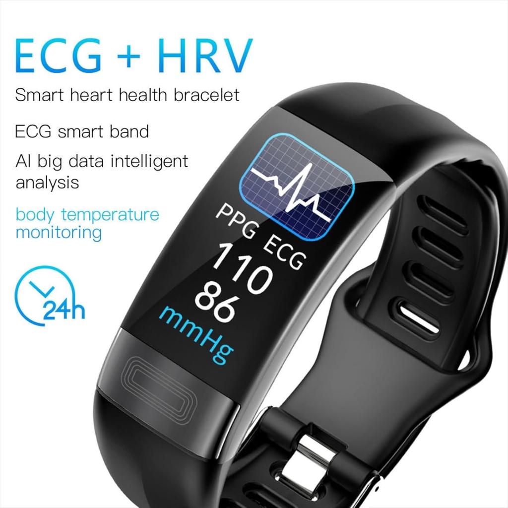 Smart Health Band with ECG, PPG, SPO2 Tracking, 1.8 Inch LCD Touch Screen, IP67