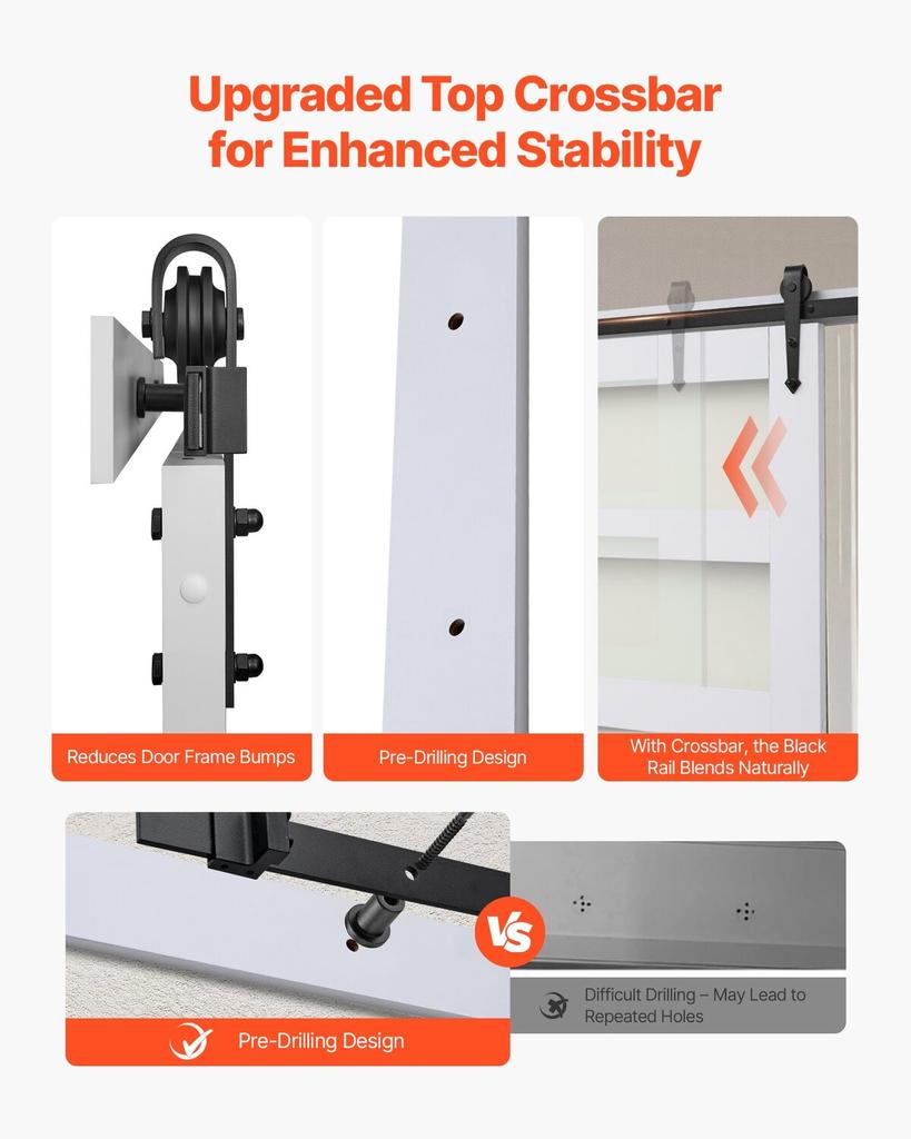 Sliding Barn Door, 813 x 2134mm, High-Strength MDF Panel and Glass, Barn Door with Hardware Kit, Water-Proof PVC Surface, Easy to Install, H-Frame,