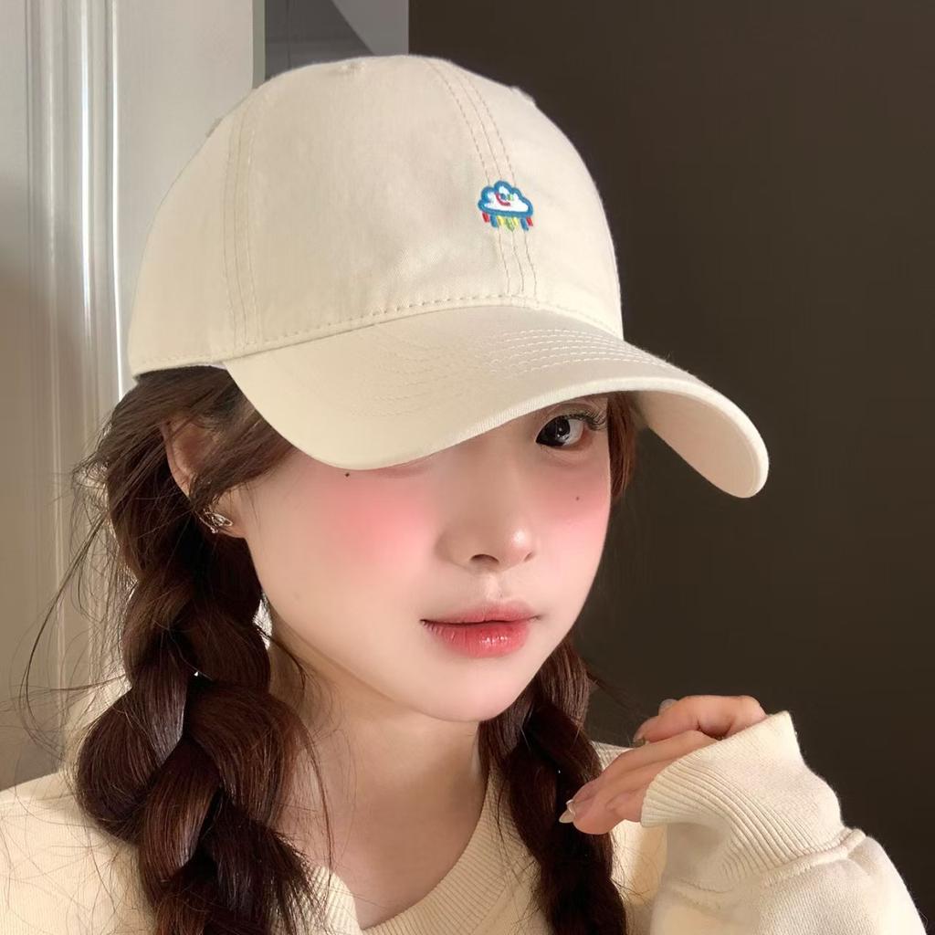 Early Spring Rainbow Clouds Embroidery Baseball Cap Women'S Wide Brim Sunshade Sunscreen Cap