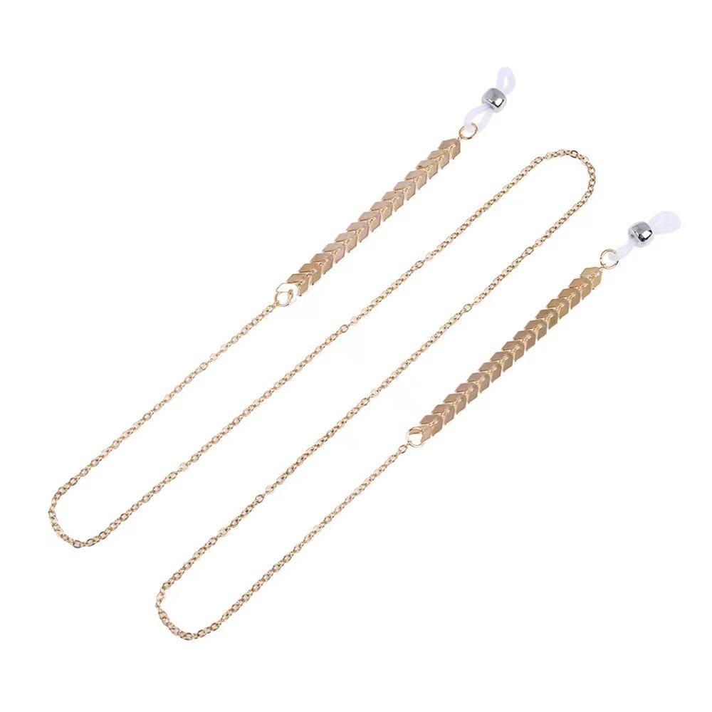 Metal Big-Name Neck Chain Ink Fairy Glasses Trendy Golden Wheat Ear Fringed Glasses Chain золотой