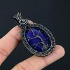 Blue Sapphire Gemstone Handmade Pure Copper Wire Wrapped Pendant Jewelry For Memorial Day
