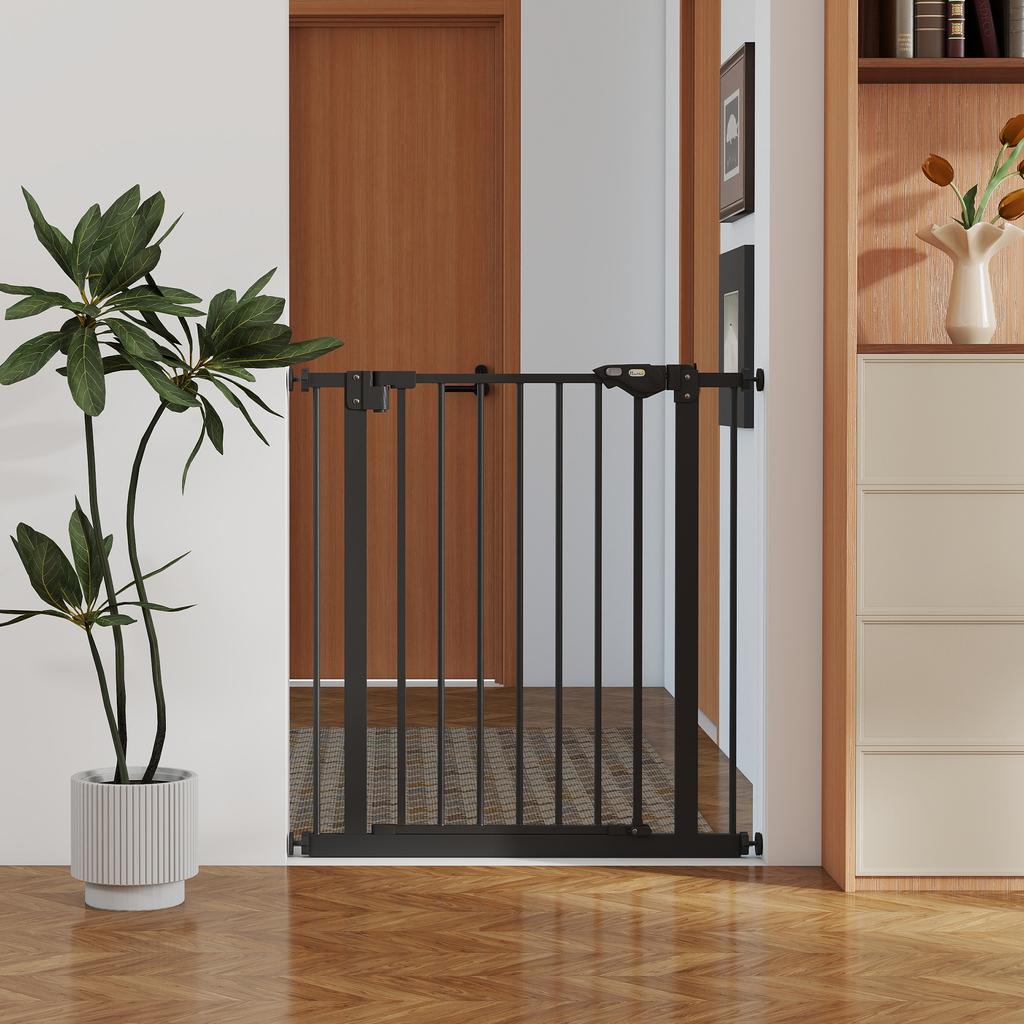 Self-Closing Dog and Pet Gate for Stairs and Entrances, 68x77 Cm, Black