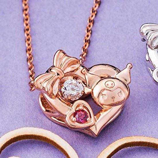 White Clover Kuromi Dancing Stone Necklace Heart Sanrio Pendant Pink SAKU-N052PG Women