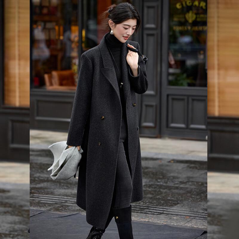 Bailuyu Women's Lapel Wool Blend Double-Faced Commuter Coat