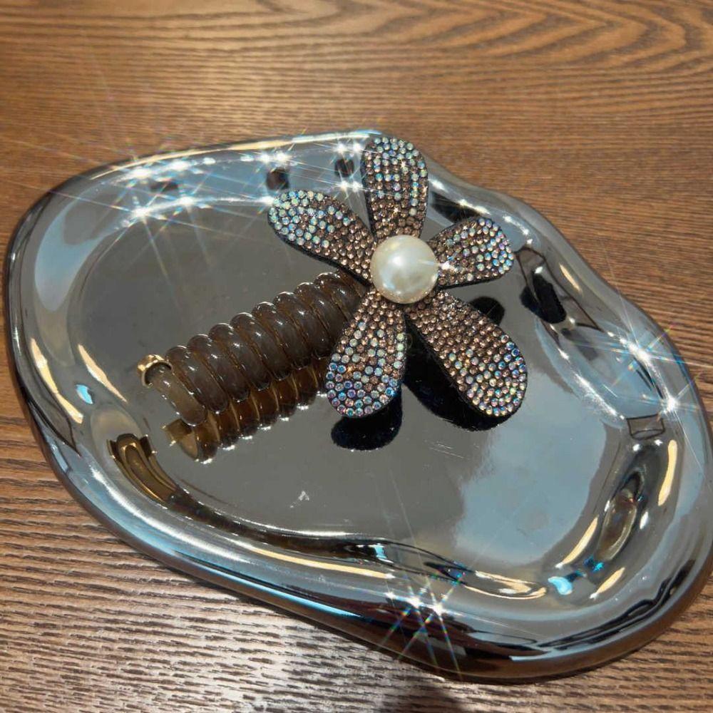 

Flower Telephone Line Hair Rope Rhinestone Bubble Braided Head Rope Telephone Cord Hair Ring Girls