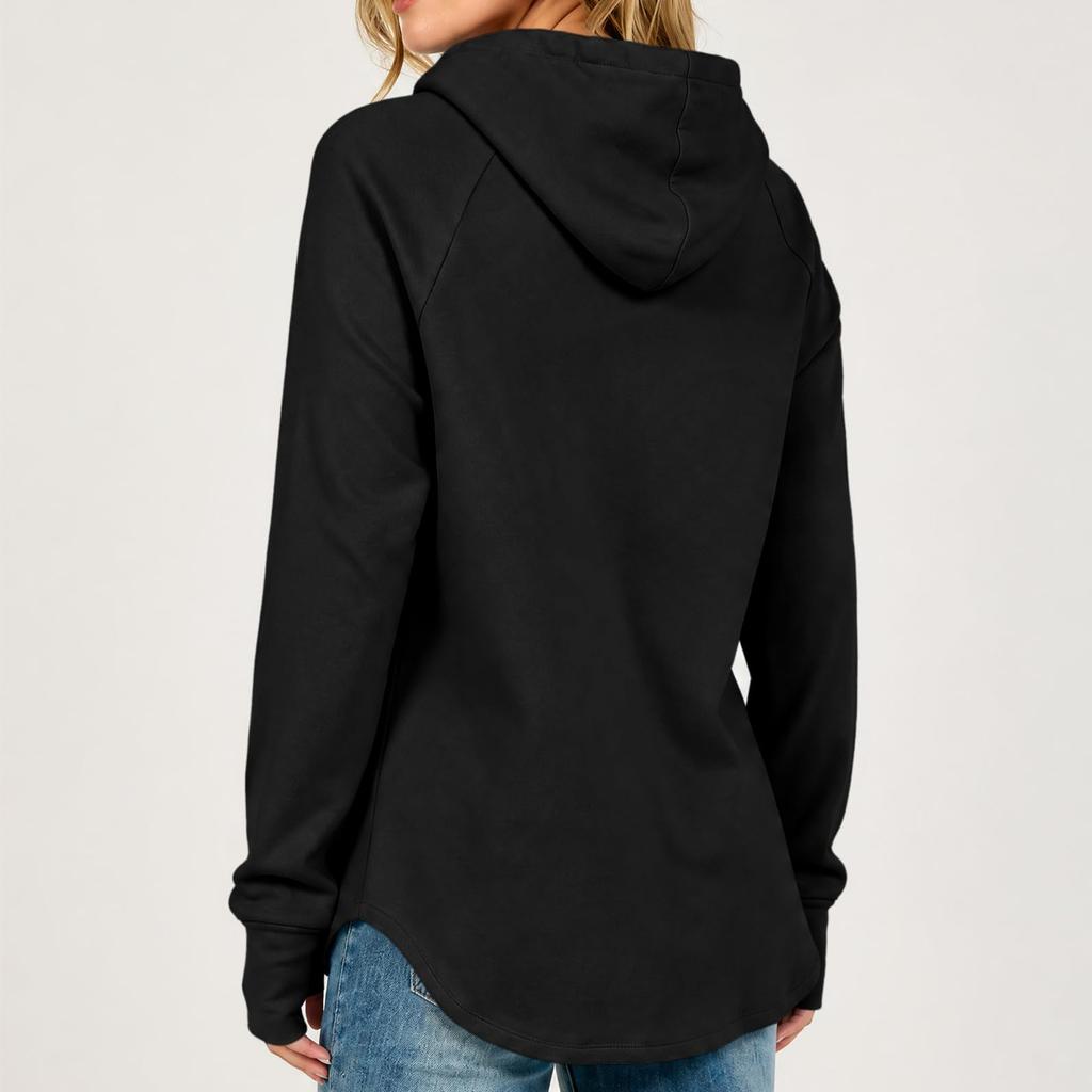 Women's Long Sleeve Loose Fit Longline Hooded Top