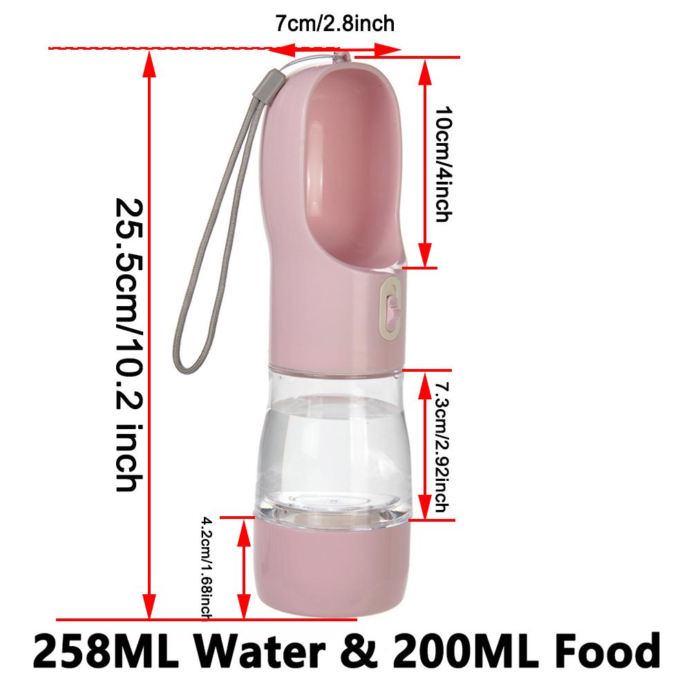 2 In 1 Portable Dog Water Bottle Cup PET Material Traveling Drinking Pet Bowl Outside Feeding Puppy Water Container with Strip