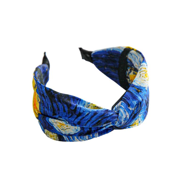 Summer New Vintage High-crown Cross Hairband, Fashionable Wide-edge Versatile Headband, Women's Printed Design