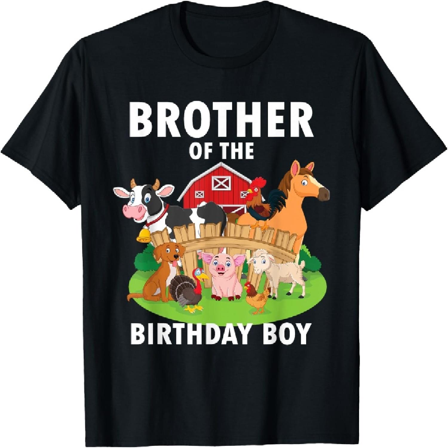 Brother Of The Birthday Boy Farm Animals Matching Farm Theme T-Shirt S
