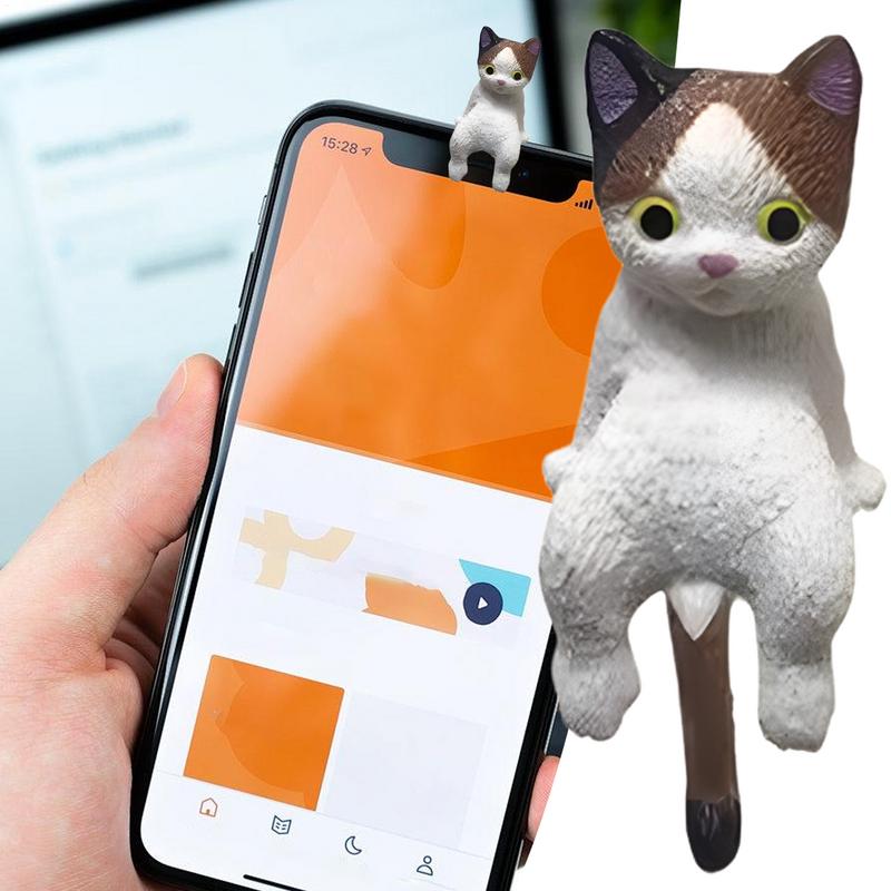 Random Style Cute Mini Cartoon Cat Ornaments Car Screen Figurine Edge Decoration Cat Micro Landscape Model Car Accessories Gifts