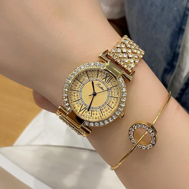 Full Diamond Roman Quartz Watch Women'S Temperament Watch Bracelet Strap Temperament Watch Women'S Style