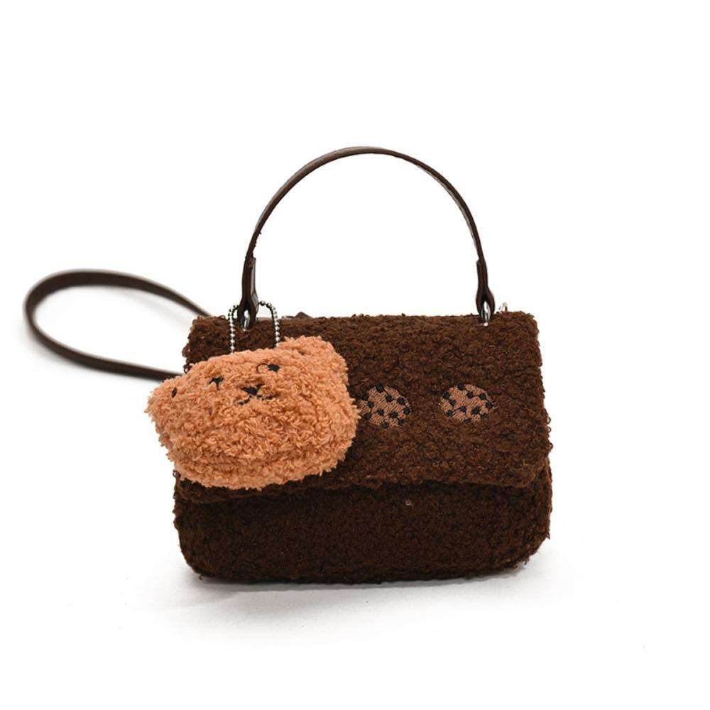 Korean Style Plush Bear Crossbody Bag Cartoon Cute Cookie Handbag Mini Message Bag  Girls