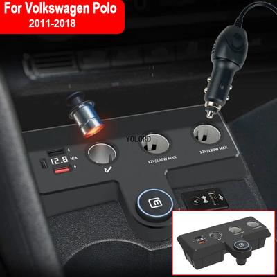 Dla VW Volkswagen Polo 2011-2018 Ładowarka Samochodowa Zapalniczka USB Super Szybkie Ładowanie Akcesoria do Przeróbki Samochodu