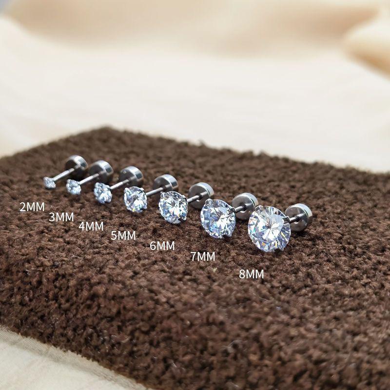 2025 Zirconia Stud Earrings: Women's Versatile Inner Screw Ear Cartilage Studs, Stainless Steel