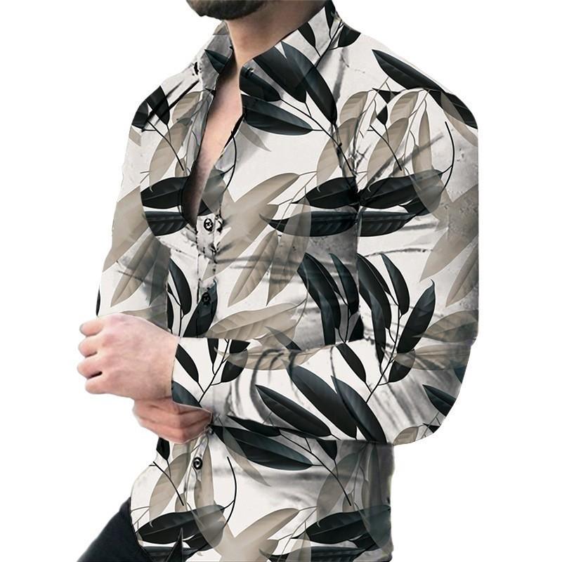 Dragon Print Long Sleeve Shirt, Stylish Casual Button-Up