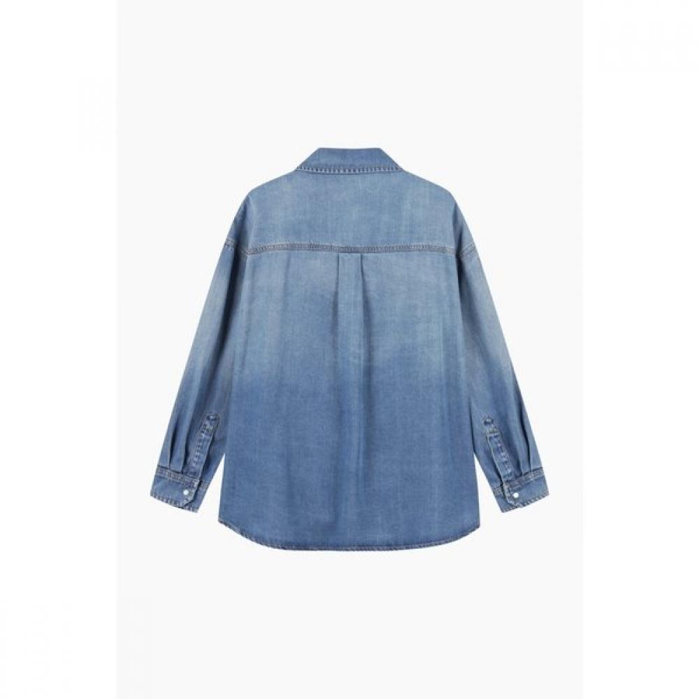 Puppy Embroidery Denim Blouse Babl91611