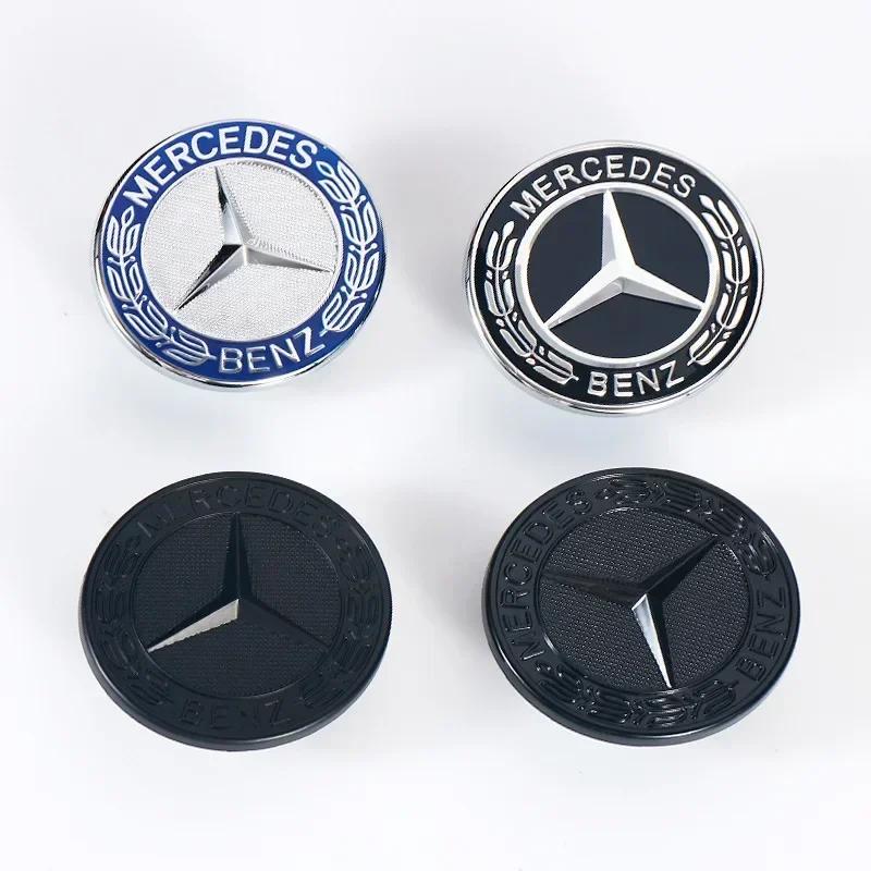 Hot Car Sticker 57mm ABS New Blue Black Car Front Hood Star Logo Cover Bonnet Emblem Badge For Mercedes Benz  AMG W204 W222 W212