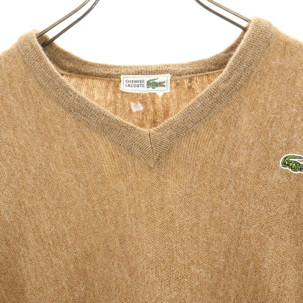 CHEMISE LACOSTE Wool Vintage Long sleeve V neck sweater 3 Brown knit Women Used