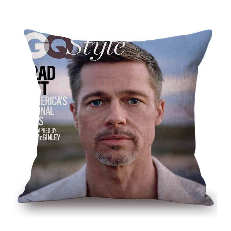 Sexy Krásný Super Hvězda Brad Pitt Svalovec Fanoušci Dárek Bavlna Len Pohovka Polštář na pohovku Potah Dekorace Domu Umělecký Potah na polštář