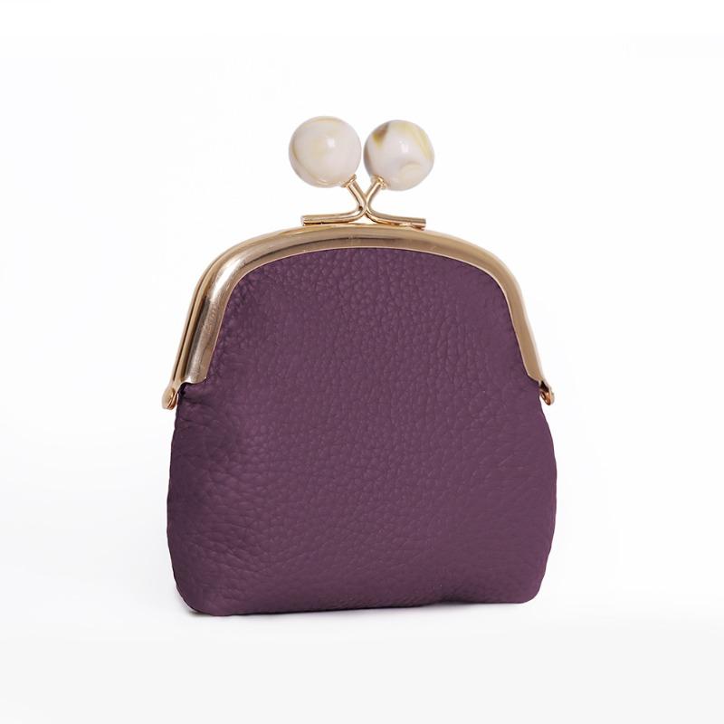 

Leather lychee pattern, small clip bag, women s jewelry, mouth gold bag, cowhide mini coin change bag, lipstick storage bag.