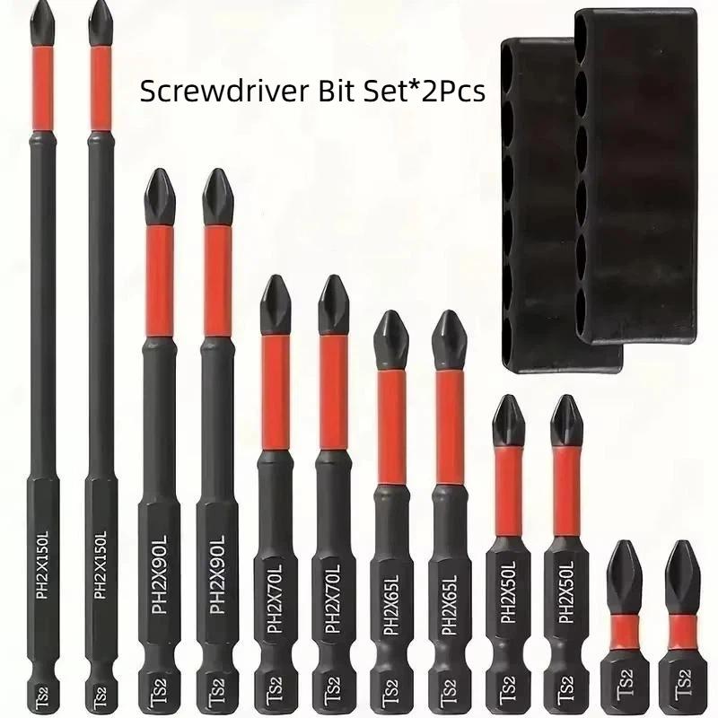 12/24Pcs Magnetic Screwdriver Bit Set With Anti Slip Shockproof Hexagonal Handles Suitable For Various Tools